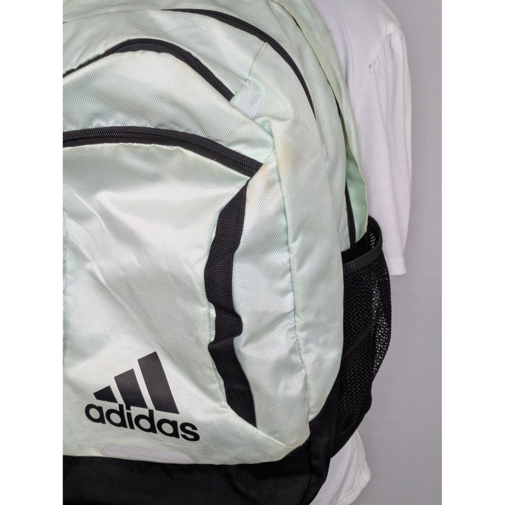 adidas Light Green Black Backpack Book Bag Laptop School Travel 20x15x6 - Picture 10 of 15